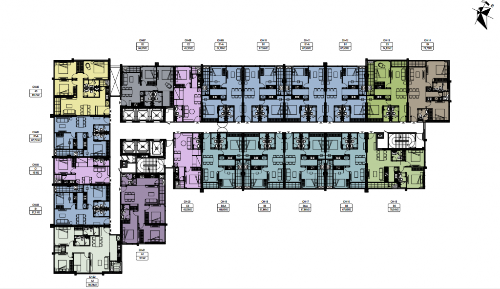 mặt bằng căn hộ tầng điển hình Apec Aqua Park Bắc Giang