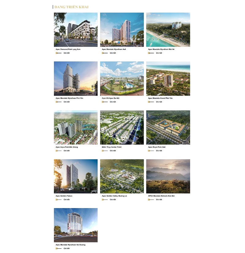 danh sách các dự án bất động sản của Tập đoàn Apec Group